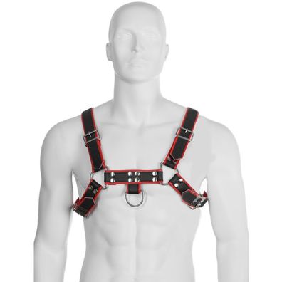 Leather Body Kettenharness III für Männer Schwarz/Rot