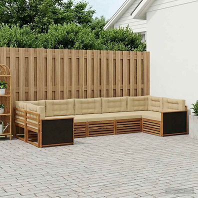 vidaXL Outdoor-Sofagarnitur 7 stk. Natur und Beige Massivholz Akazie