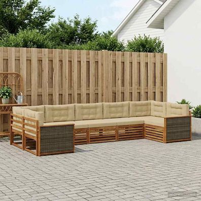 vidaXL Outdoor-Sofagarnitur 7 stk. Natur und Beige Massivholz Akazie