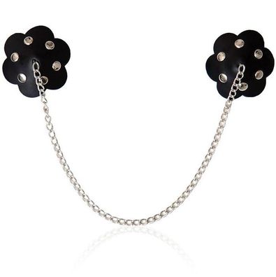 Ohmama Fetish Blütenblatt-Nippelschmuck mit Kette, schwarz