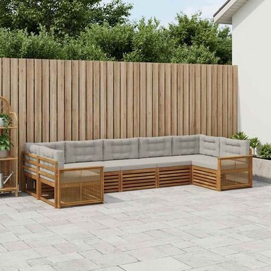 vidaXL Outdoor-Sofagarnitur 7 stk. Natürlich und Hellgrau
