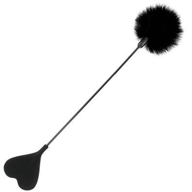 Darkness Sensations schwarze Reitgerte mit Feder 40 cm