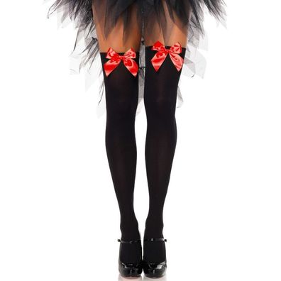 LEG Avenue Hosiery Nylon-Overknee-Strümpfe mit roter Schleife, Einheitsgröße