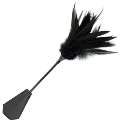 Darkness Sensations schwarze Federpeitsche mit Reitgerte, 48 cm