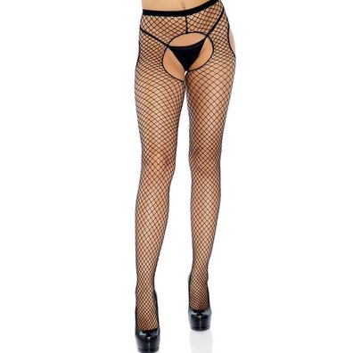LEG Avenue Hosiery Netzstrümpfe ohne Schritt schwarz