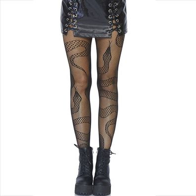 LEG Avenue Hosiery Netzstrümpfe mit Schlangenmuster schwarz