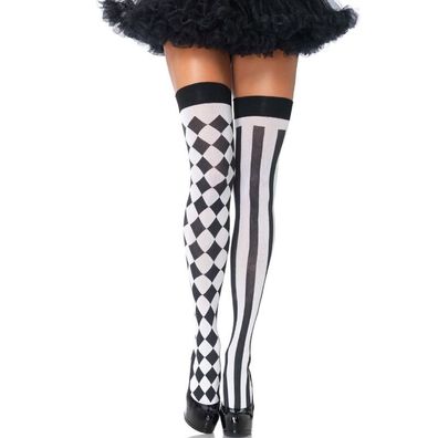 LEG Avenue Hosiery Harlekin-Oberschenkelstrümpfe schwarz/weiß