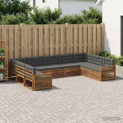 vidaXL Outdoor-Sofagarnitur 9 stk. Natur und Anthrazit