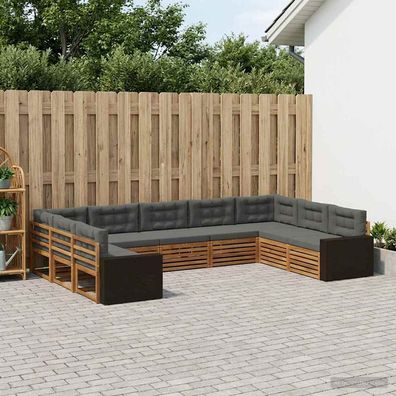 vidaXL Outdoor-Sofagarnitur 9 stk. Natur und Anthrazit