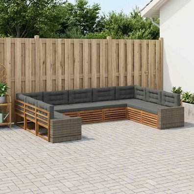 vidaXL Outdoor-Sofagarnitur 9 stk. Natur und Anthrazit