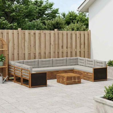 vidaXL Outdoor-Sofagarnitur 10 stk. Natürlich und Hellgrau