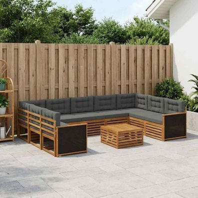 vidaXL Outdoor-Sofagarnitur 10 stk. Natur und Anthrazit