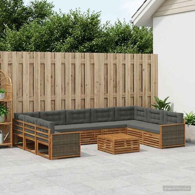 vidaXL Outdoor-Sofagarnitur 10 stk. Natur und Anthrazit