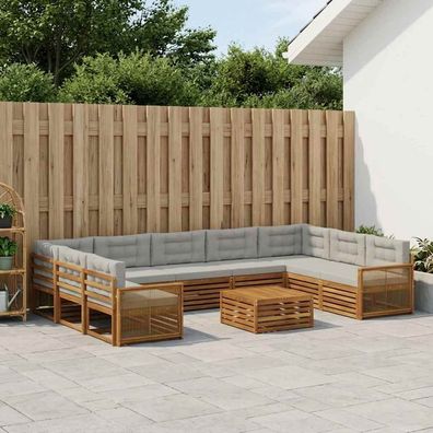 vidaXL Outdoor-Sofagarnitur 10 stk. Natürlich und Hellgrau