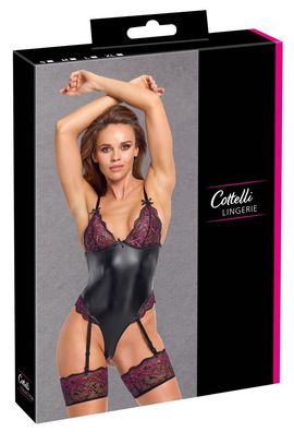 Cottelli Lingerie Verführerischer Straps-Body in Schwarz/Pink, Größe