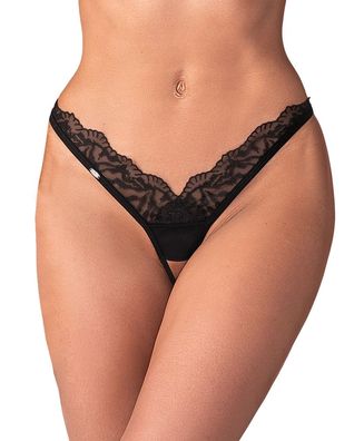 Obsessive Arrowel Schwarzer Tüll-String Ouvert Mit Spitze
