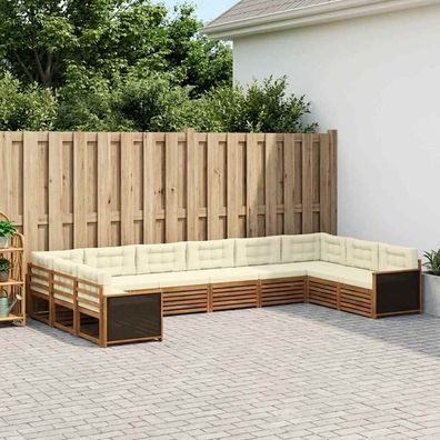 vidaXL Sofagarnituren 10 stk. Natur und Creme Massivholz Akazie