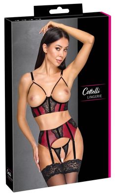 Cottelli Lingerie Straps-Set BH &amp; String, Größe , Rot