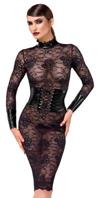 Noir Spitzenkleid Kink Royal Schwarz mit Taillencorsage
