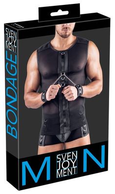 Svenjoyment Bondage Herren Netzshirt schwarz mit Soft-Handfesseln