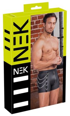 NEK Herren Pants Schwarz Mattlook mit Karabiner-Ketten &amp; Cargotasche