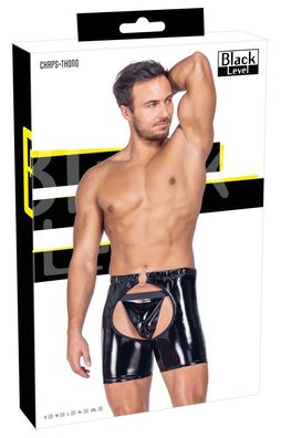 Black Level Lack-Chaps mit String - Provokantes Glanzstück