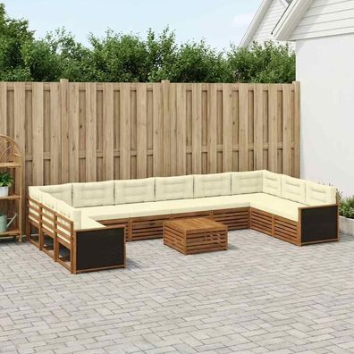 vidaXL Sofagarnituren 11 stk. Natur und Creme Massivholz Akazie