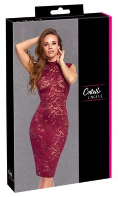 Cottelli Lingerie Enges tailliertes Spitzenkleid in Bordeauxrot