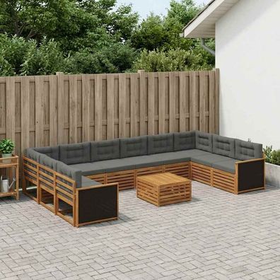 vidaXL Sofagarnituren 11 stk. Natur und Anthrazit Massivholz Akazie