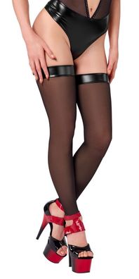 Noir Exklusive Overknees in Powerwetlook, Größe , Schwarz
