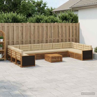 vidaXL Sofagarnituren 11 stk. Natur und Beige Massivholz Akazie