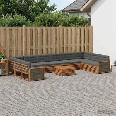 vidaXL Sofagarnituren 11 stk. Natur und Anthrazit Massivholz Akazie