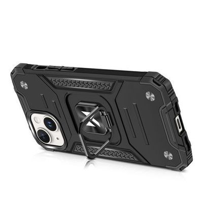 Wozinsky Robuste Handyhülle mit Fingerhalter für iPhone 15 Plus Ring Armor - Sil