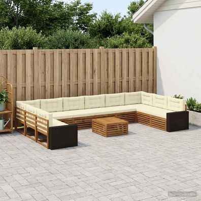 vidaXL Sofagarnituren 11 stk. Natur und Creme Massivholz Akazie