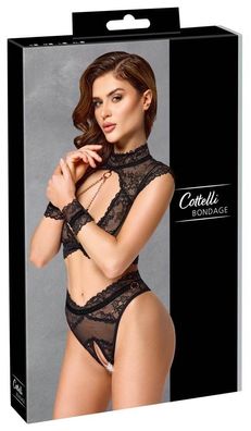 Cottelli Bondage-set "Diva" in Schwarz, Größe , mit Handfesseln und Cut-out BH
