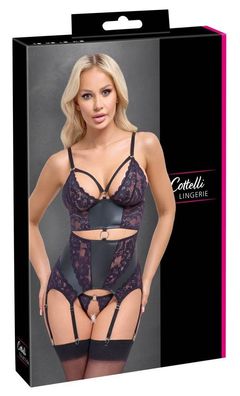 Cottelli Lingerie Strapshemd und String Ouvert Set in Schwarz-Lila