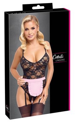 Cottelli Costumes Strap-Riobody ouvert mit Schürze Service-Kostüm