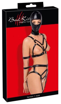 Bad Kitty traps-Body ouvert mit Kopfmaske schwarz