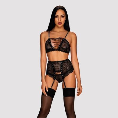 Obsessive Badossa - Ouvert-Set mit Bügel-BH und String schwarz