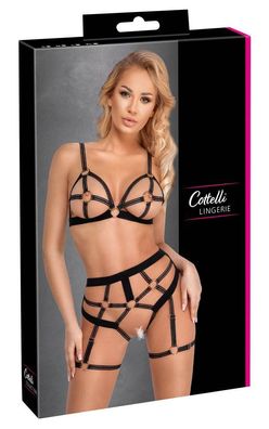 Cottelli Lingerie Ouvert-Set mit Harness-Style schwarz Größe
