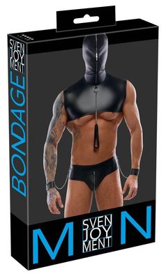 Svenjoyment Bondage Kurzes Kapuzen-Top und Riostring schwarz Größe