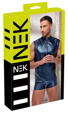 NEK Herren Shirt ärmellos Reißverschluss blau Größe