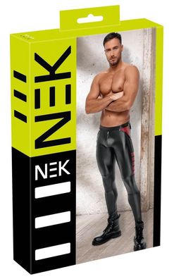 NEK Enge Hose Schwarz/Rot, Mattlook, Netz-Einsätze, Gummizug-Bund Gr