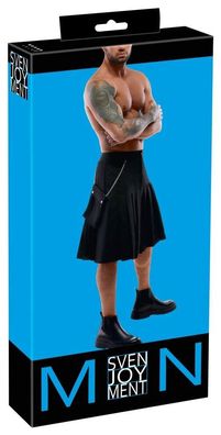 Svenjoyment Herren Kilt-Rock mit Tasche, schwarz, knielang