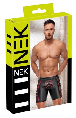 NEK Eng geschnittene Shorts Schwarz/Rot, Mattlook, Reißverschluss, Klappentasche