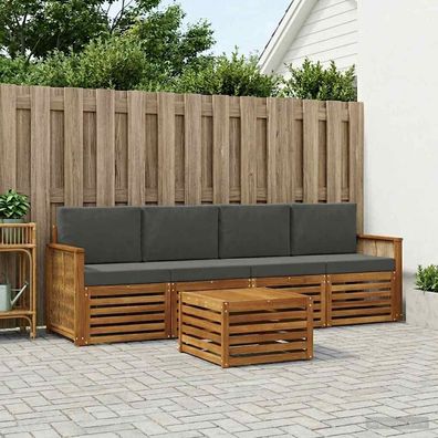 vidaXL Outdoor-Sofagarnitur 5 stk. Natur und Anthrazit