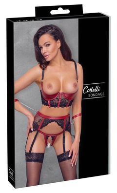 Cottelli Bondage Bügel-Hebe Set, schwarz/rot, inkl. Fesseln Schwarz/Rot