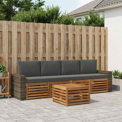 vidaXL Outdoor-Sofagarnitur 5 stk. Natur und Anthrazit