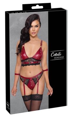 Cottelli Bondage Bralette Straps-Slip, Spitze Rot/Schwarz