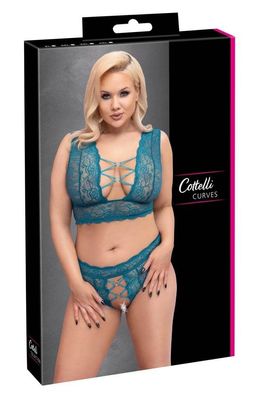 Cottelli CURVES - Spitzen BH Set petrol, ouvert Petrol